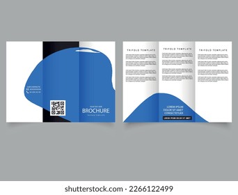 Abstract trifold brochure with a blue spot. vector file.