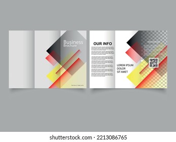 Abstract trifold brochure with geometric shapes. Catalog Vector . Flyer for printing.