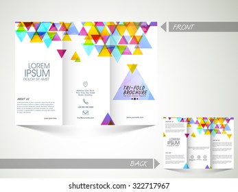 Abstract Trifold Brochure, Template or Flyer design with front and back page presentation for your Business.