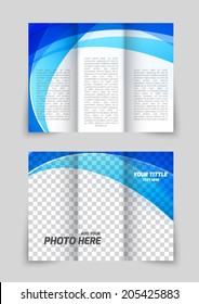 Abstract tri-fold wave blue brochure for booklet folder design