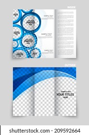 Abstract tri-fold wave blue brochure for booklet folder design