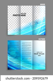 Abstract tri-fold wave blue brochure for booklet folder design