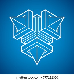 Abstract trigonometric construction, vector dimensional design template.
