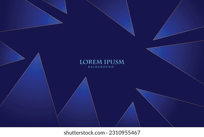 Resumen del patrón de tringle en forma de fondo premium para su diseño gráfico, trineo azul con borde dorado, lujosa ilustración de fondo vectorial