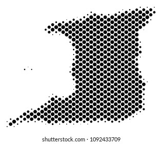 Abstract Trinidad Island map. Vector halftone territorial plan. Cartographic dotted composition. Schematic Trinidad Island map is shaped of regular spheric item grid.