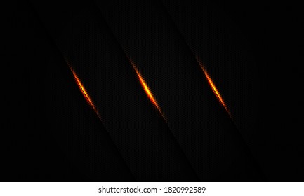 Abstract triple gold lights shadow on dark hexagon mesh design modern luxury futuristic background vector illustration.