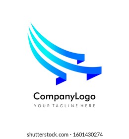 abstract triple wings business logo concept