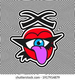 Abstract trippy eye, mouth and tongue illustration