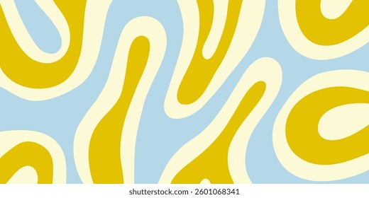 Abstract Trippy Hand Drawn Groovy Pattern Vector Design. Fun Vintage Y2k Wavy Texure. Curvy Psychedelic Background.