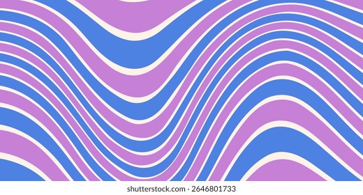 Abstract Trippy Hand Drawn Groovy Pattern Vector Design. Fun Vintage Y2k Wavy Texure. Curvy Psychedelic Background.