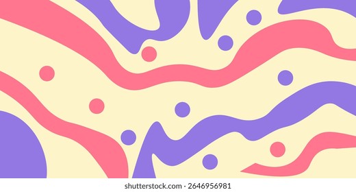 Abstract Trippy Hand Drawn Groovy Pattern Vector Design. Fun Vintage Y2k Wavy Texure. Modern Background Vector Illustrator