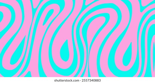 Abstract Trippy Lines Pattern. Cool Groovy Retro Texture. Psychedelic Wavy Illustration. Geometric Funky Vintage Vector Backdrop.