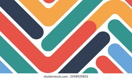Abstract Trippy Lines Pattern. Cool Groovy Retro Texture. Psychedelic Wavy Illustration. Geometric Funky Vintage Vector Backdrop.