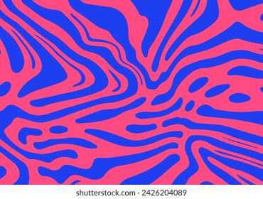 Abstrakter trippiger rosa und blauer psychedelischer Hintergrund mit schmelzenden und verzerrenden Linien.