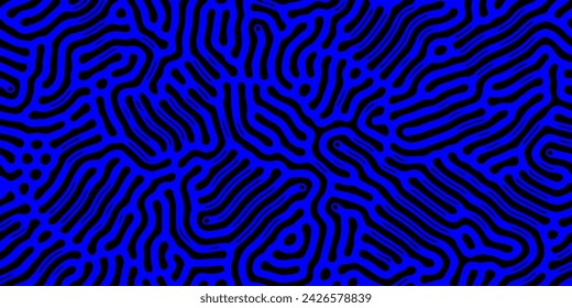 Abstract trippy psychedelic background with blue and black melting and distorting lines.