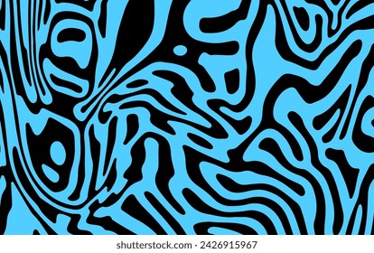 Fondo psicodélico trippy abstracto con líneas de fusión y distorsión azules y negras.