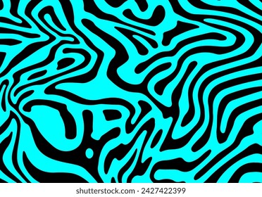 Fondo psicodélico trippy abstracto con líneas de fusión y distorsión azules y negras.