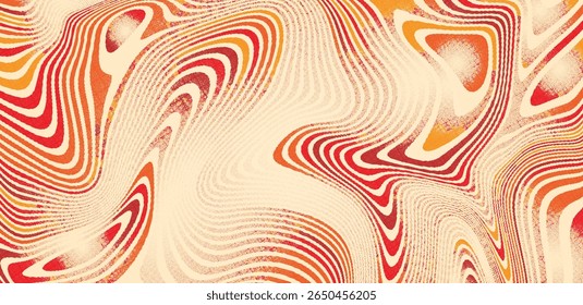Abstract Trippy Psychedelic Texture. Y2k Geometric Orange Pattern. Vector Illustration