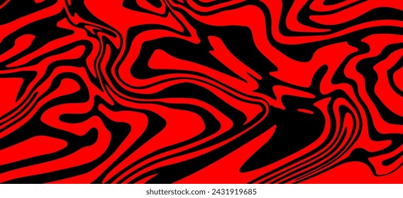 Abstract trippy red and black psychedelic background with melting and distorting lines resembling meat texture.