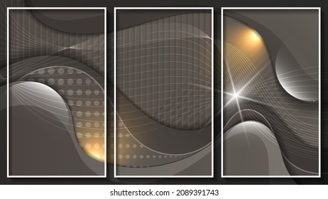 Resumen tríptico en tonos cenizas.
 Una hermosa ilustración para decoración interior, diseños corporativos, blogs, postales, afiches y tus otros proyectos. Vector.