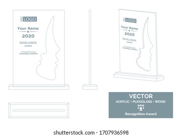 Abstract Trophy Vector Template, Business Trophy Distinction Award, Employee Recognition Trophy Award
