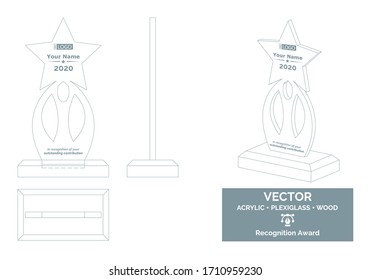 Abstract Trophy Vector Template, Business Trophy Distinction Award, Employee Recognition Trophy Award