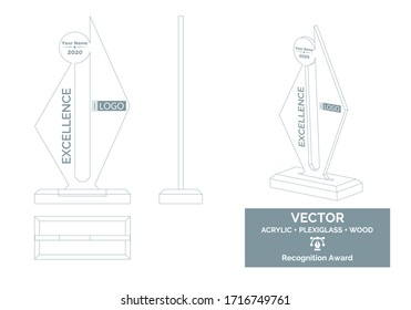 Abstract Trophy Vector Template, Business Trophy Distinction Award, Employee Recognition Trophy Award