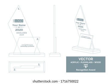 Abstract Trophy Vector Template, Business Trophy Distinction Award, Employee Recognition Trophy Award