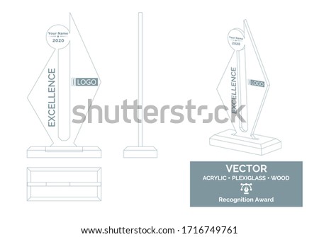 Abstract Trophy Vector Template, Business Trophy Distinction Award, Employee Recognition Trophy Award