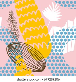 Abstract tropic Pattern with lines, spots, imprints, dots . Artistic seamless background. Ready design ideas for for poster, trendy card, invitation, placard, brochure, flyer, presentation and more.