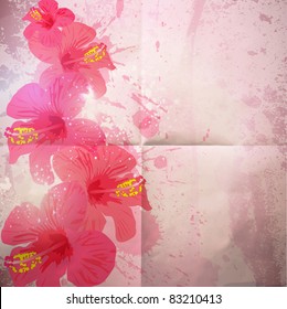 Abstract tropical background. Hibiscus flower for design.