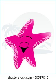  abstract tropical background with pink cute little starfish