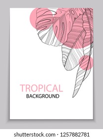 Abstract tropical banana and monstera palm leaves tropical background. Vector Illustration EPS10