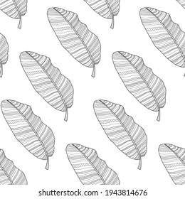 Abstract tropical banana palm leaf seamless pattern background. Vector Illustration EPS10