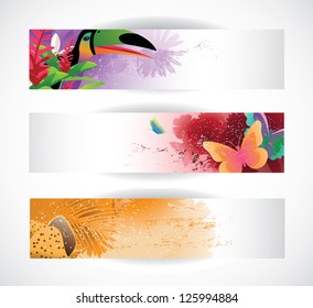 Abstract Tropical Banners EPS 8 vector, no open shapes or paths.