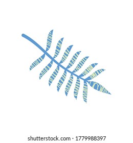 icono abstracto de hoja de coco tropical sobre fondo blanco, estilo plano, ilustración vectorial