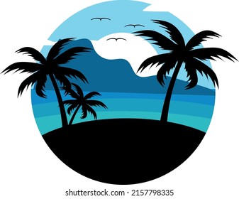 Abstract Tropical Escape With Coconut Tree And Beautiful Background