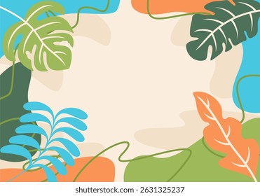 Composición Abstractas de hojas y flores tropicales