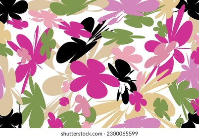 Abstract tropical floral pattern. Vector Illustration.
