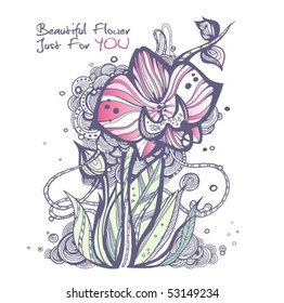 Abstract tropical flower drawing for you - high quality graphic great fot t-shirts