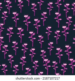 Abstract tropical flower seamless pattern. Decoration botanical floral wallpaper. Contemporary plants endless ornament. Simple design for fabric, textile print, wrapping paper, cover