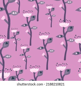 Abstract tropical flower seamless pattern. Decoration botanical floral wallpaper. Contemporary plants endless ornament. Simple design for fabric, textile print, wrapping paper, cover