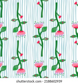 Abstract tropical flower seamless pattern. Decoration botanical floral wallpaper. Contemporary plants endless ornament. Simple design for fabric, textile print, wrapping paper, cover