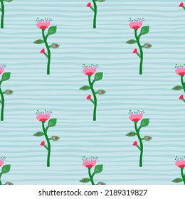 Abstract tropical flower seamless pattern. Decoration botanical floral wallpaper. Contemporary plants endless ornament. Simple design for fabric, textile print, wrapping paper, cover