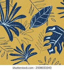 Fondo de follaje tropical Abstractas en colores pastel. Hojas de palma en el arte de línea, grunge silueta sin patrón. Ilustración de trópicos de Vector para diseño de trajes de baño, Fondo de pantalla, textil