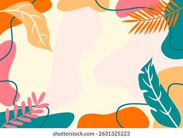 Composición Abstractas de follaje tropical con Formas orgánicas