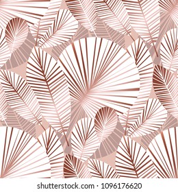 abstract tropical foliage seamless pattern for background, wrapping paper, fabric on blue checkered background. rain forest endless repeatable motif for surface design. stock vector illustration
