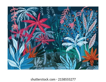 Abstract Tropical forest Hand drawn vector art 