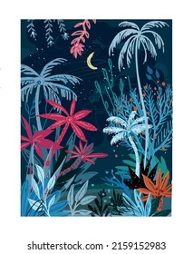 Abstract Tropical forest Hand drawn vector art 