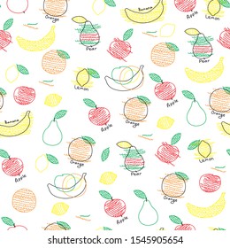 Abstract tropical fruits pattern. Vector illustration